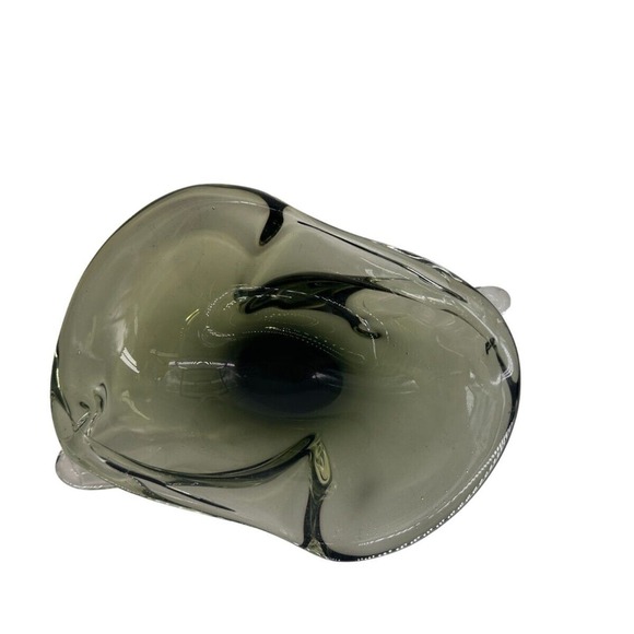 Vintage Smoked Glass Ameba Dish MCM - Picture 3 of 11